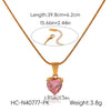 Wholesale Women's Heartshaped Zircon And Stainless Steel Necklace With Geometric Pattern And Electroplating
