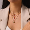 Wholesale Women's Heartshaped Zircon And Stainless Steel Necklace With Geometric Pattern And Electroplating