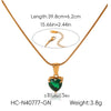 Wholesale Women's Heartshaped Zircon And Stainless Steel Necklace With Geometric Pattern And Electroplating