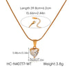 Wholesale Women's Heartshaped Zircon And Stainless Steel Necklace With Geometric Pattern And Electroplating