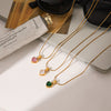 Wholesale Women's Heartshaped Zircon And Stainless Steel Necklace With Geometric Pattern And Electroplating