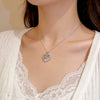 Wholesale Women's Heartshaped Zirconinlaid Titanium Steel Necklace With Water Wave Chain Light Luxury Design