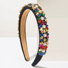 Wholesale Women's Heavy Craft Beaded Imitation Pearl Floral Geometric Headband Hair Accessory With Diamond Design