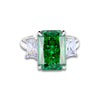 Wholesale Women's High Carbon Diamond Ring Green Diamond Emerald Cut Square 925 Silver Geometric Style