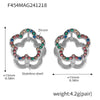 Wholesale Women's High Edition Flowers Double Sided Wear Buckle Zircon Earrings Jewelry In Stainless Steel With Geometric Pattern And 18K True Gold Plated Electroplating