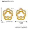 Wholesale Women's High Edition Flowers Double Sided Wear Buckle Zircon Earrings Jewelry In Stainless Steel With Geometric Pattern And 18K True Gold Plated Electroplating