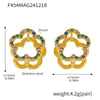 Wholesale Women's High Edition Flowers Double Sided Wear Buckle Zircon Earrings Jewelry In Stainless Steel With Geometric Pattern And 18K True Gold Plated Electroplating