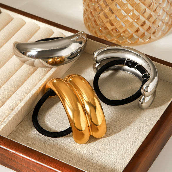 Wholesale Women's High Elasticity Geometric Electroplated Titanium Steel And Stainless Steel Hair Accessories