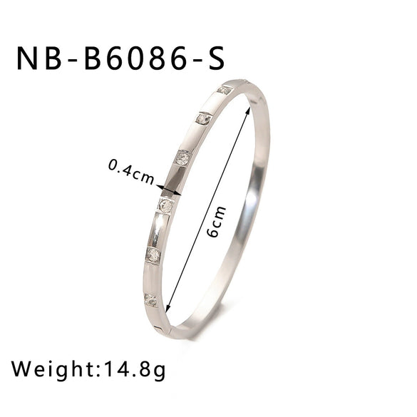 Wholesale Women's High End All Match 18K Gold Inlaid White Round Zircon Stainless Steel Bracelet With Electroplating