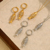Wholesale Women's High End Creative Necklace And Earrings Set With Stainless Steel And Titanium Steel 18K Gold Plated Koi Pendant Animal Pattern Electroplated