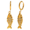 Wholesale Women's High End Creative Necklace And Earrings Set With Stainless Steel And Titanium Steel 18K Gold Plated Koi Pendant Animal Pattern Electroplated
