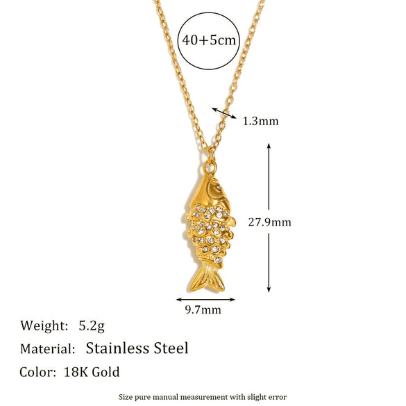 Wholesale Women's High End Creative Necklace And Earrings Set With Stainless Steel And Titanium Steel 18K Gold Plated Koi Pendant Animal Pattern Electroplated