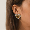 Wholesale Women's High End Heart Shaped Stainless Steel Earrings With Gold And Silver Color Matching And Electroplating