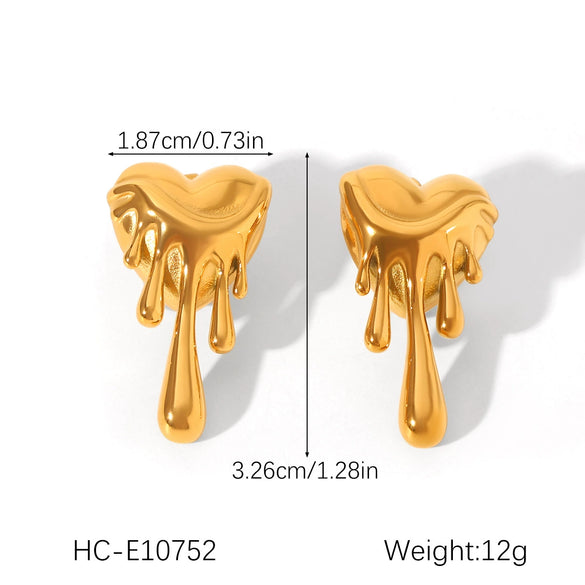 Wholesale Women's High End Heart Shaped Stainless Steel Earrings With Gold And Silver Color Matching And Electroplating