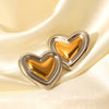 Wholesale Women's High End Heart Shaped Stainless Steel Earrings With Gold And Silver Color Matching And Electroplating