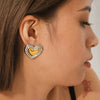 Wholesale Women's High End Heart Shaped Stainless Steel Earrings With Gold And Silver Color Matching And Electroplating
