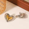 Wholesale Women's High End Heart Shaped Stainless Steel Earrings With Gold And Silver Color Matching And Electroplating