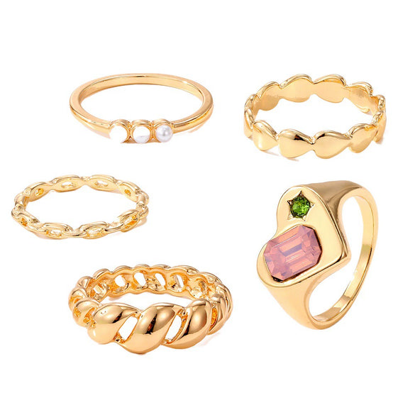 Wholesale Women's High Grade Gem Inlaid Heart Shaped Ring Set Jewelry