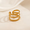 Wholesale Women's High Grade Stainless Steel Opening Adjustable Ring With Geometric Design 18K Gold Plated