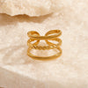 Wholesale Women's High Grade Stainless Steel Opening Adjustable Ring With Geometric Design 18K Gold Plated