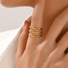 Wholesale Women's High Grade Stainless Steel Opening Adjustable Ring With Geometric Design 18K Gold Plated