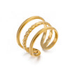 Wholesale Women's High Grade Stainless Steel Opening Adjustable Ring With Geometric Design 18K Gold Plated