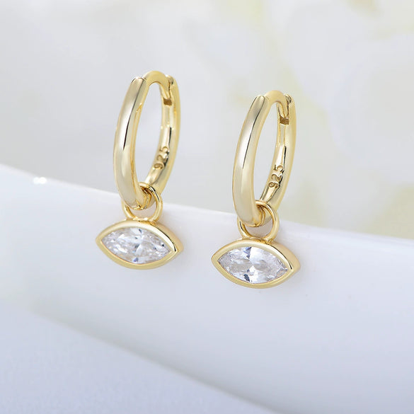 Wholesale Women's High Quality Simple Geometric Rhombus Zircon S925 Sterling Silver Earrings