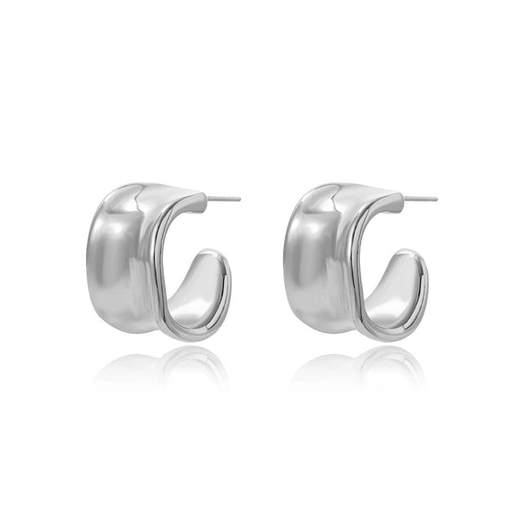 Wholesale Women's High Sense Geometric Copper Zircon Earrings With Electroplating And Color Retention Plating Cshaped And Asymmetrical Design