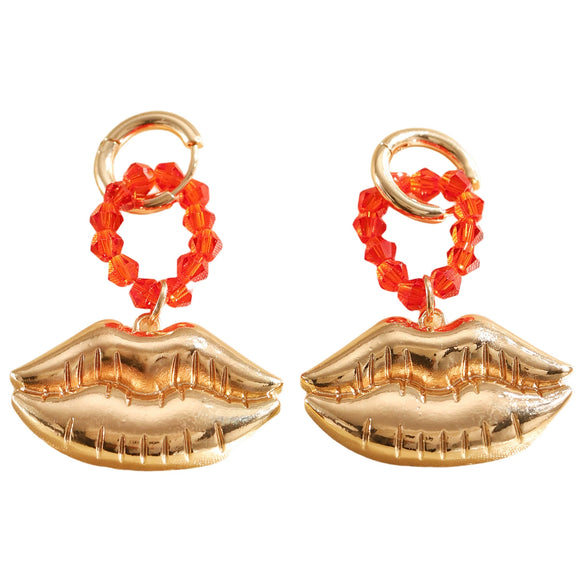 Wholesale Women's Highend Alloy Electroplated 14K Gold Lip Heart Earrings