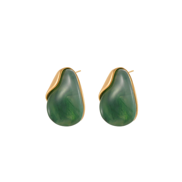Wholesale Women's Highend Electroplated Resin And Stainless Steel Metal Splicing Earrings
