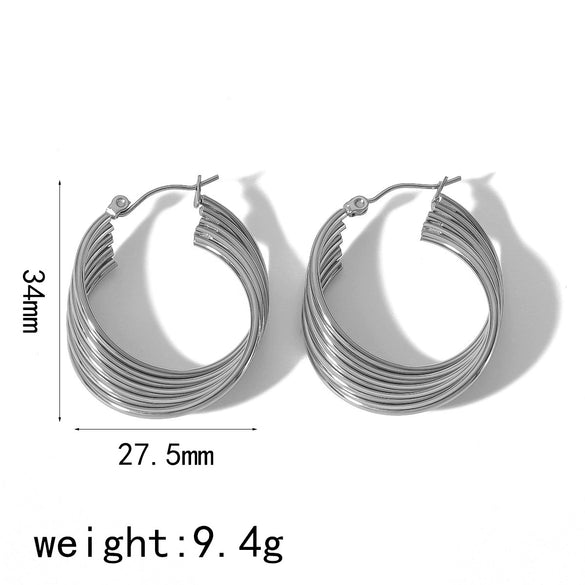 Wholesale Women's Highend Exaggerated Stainless Steel Earrings With Geometric Ushape Pattern And Electroplating Treatment