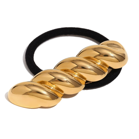 Wholesale Women's Highend Fashion Geometric Stainless Steel 18K Gold Plated Twist Shape Hair Accessories