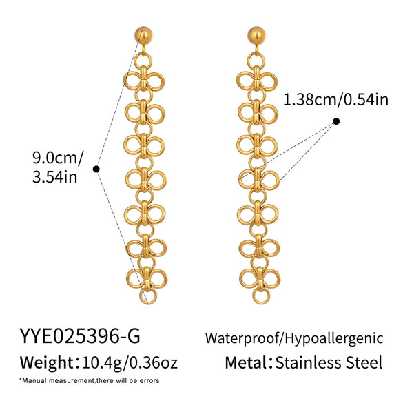 Wholesale Women's Highend Fourleaf Clover Tassel Earrings Titanium Steel Stainless Steel Ear Needle Pvd Furnace Vacuum Real Gold Plating Jewelry Accessories