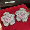Wholesale Women's Highend Geometric And Flower Design Earrings Copper Set With Zirconia