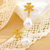 Wholesale Women's Highend Geometric Bow Flower Pearl Stainless Steel Electroplated Earrings Jewelry