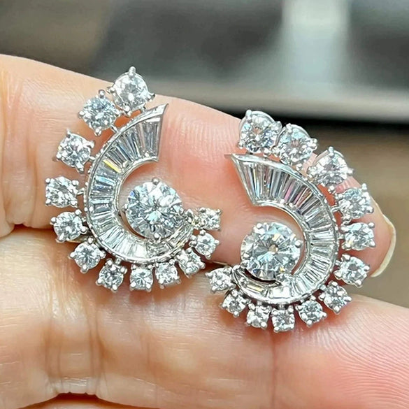 Wholesale Women's Highend Geometric Copper Zirconia Micropaved Specialshaped Earrings