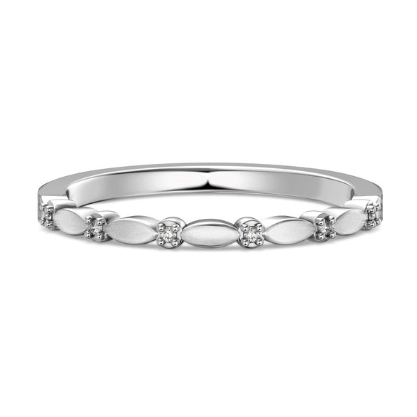 Wholesale Women's Highend Geometric Double Row Diamond S925 Sterling Silver Electroplated Ring