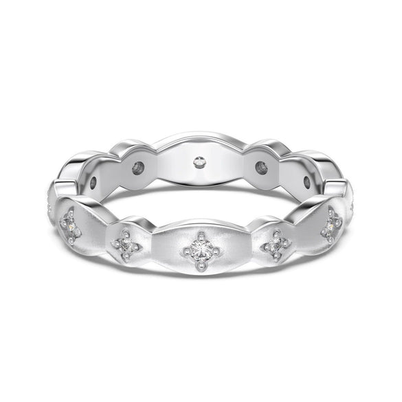 Wholesale Women's Highend Geometric Double Row Diamond S925 Sterling Silver Electroplated Ring