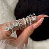 Wholesale Women's Highend Geometric Double Row Diamond S925 Sterling Silver Electroplated Ring