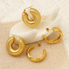 Wholesale Women's Highend Geometric Electroplated Titanium Steel Cshaped Hollow Earrings