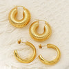 Wholesale Women's Highend Geometric Electroplated Titanium Steel Cshaped Hollow Earrings