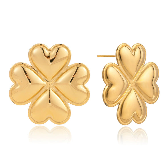 Wholesale Women's Highend Geometric Fourleaf Clover Stainless Steel Electroplated Earrings