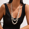 Wholesale Women's Highend Geometric Imitation Pearl Multilayer Stacked Necklace With Electroplating