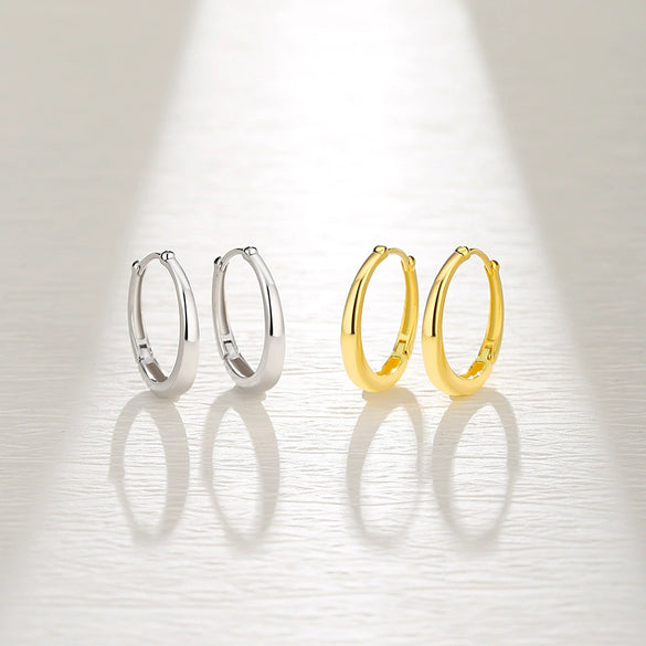 Wholesale Women's Highend Geometric S925 Sterling Silver Ushaped Plain Hoop Earrings With Electroplating