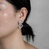 Wholesale Women's Highend Geometric Silver 925 Silver Electroplated Square Zircon Stud Earrings