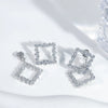 Wholesale Women's Highend Geometric Silver 925 Silver Electroplated Square Zircon Stud Earrings