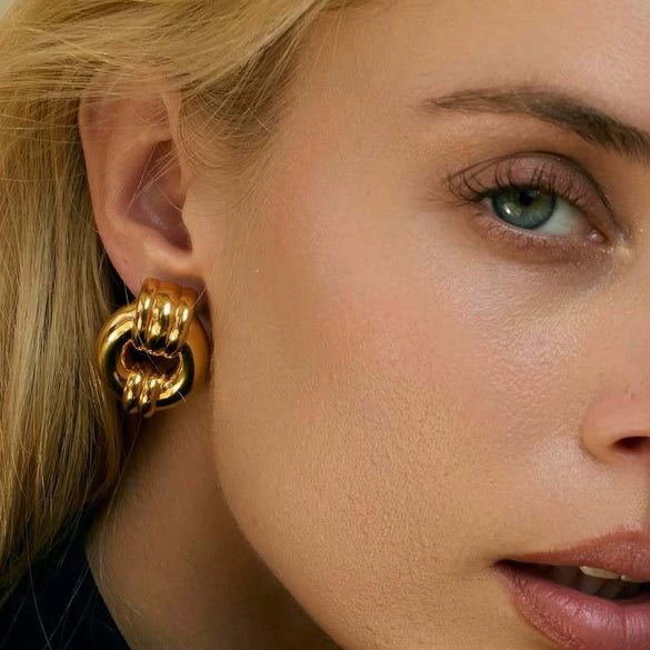 Wholesale Women's Highend Geometric Stainless Steel Circle Stud Earrings With Electroplating