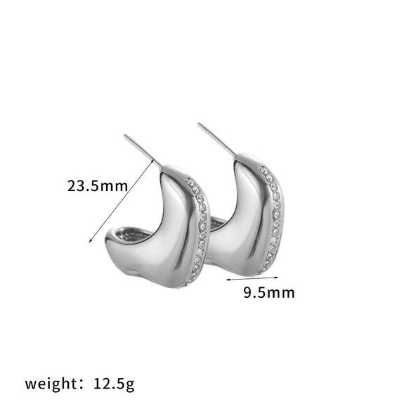 Wholesale Women's Highend Geometric Stainless Steel Earrings With Pvd Furnace Vacuum Real Gold Plating