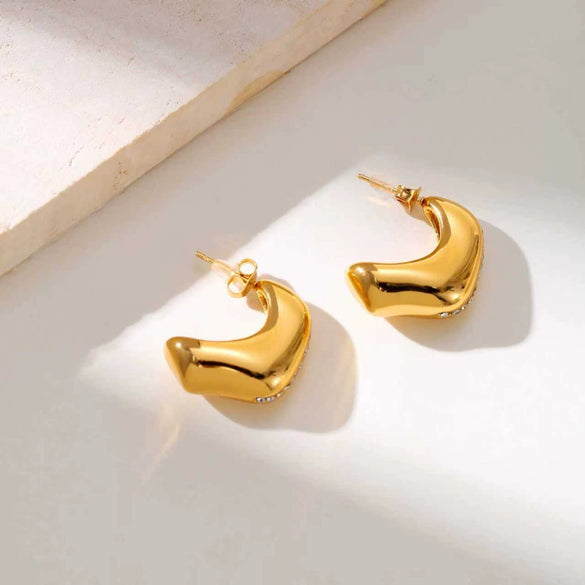 Wholesale Women's Highend Geometric Stainless Steel Earrings With Pvd Furnace Vacuum Real Gold Plating
