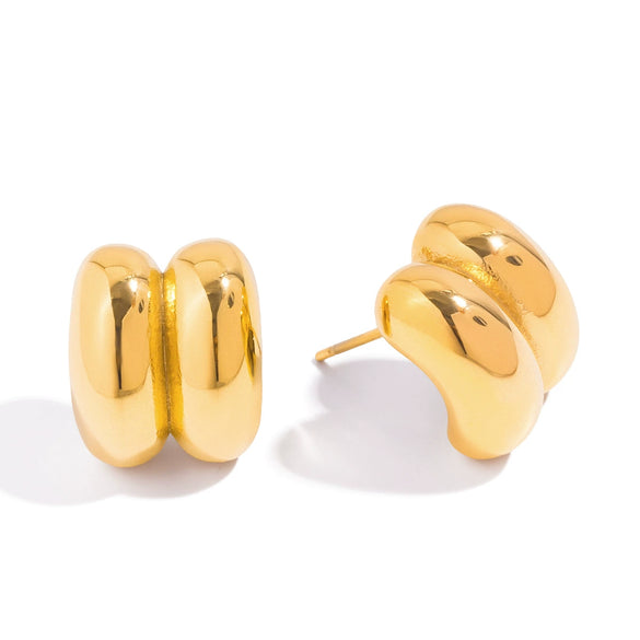 Wholesale Women's Highend Geometric Stainless Steel Electroplated Doublelayer Earrings